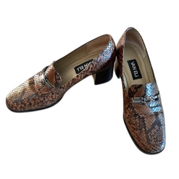 VANELI Snake Print Loafer Heels 8.5 M Brown - Picture 2 of 10